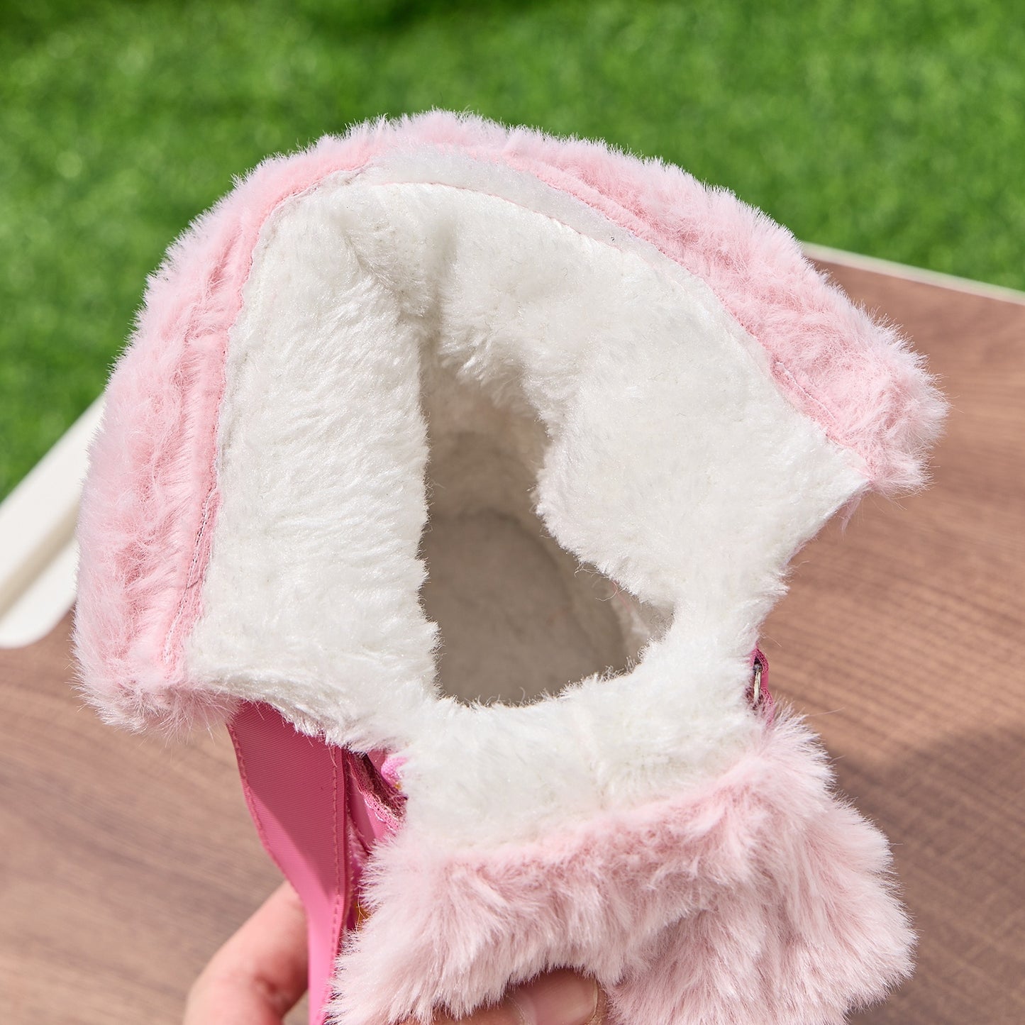 DACLAY Girls' & Boys' Slip-On Snow Boots - All-Season Winter Boots with Non-Slip EVA Sole, Soft Fabric Lining - Pink with Crown, for Toddler to Kids (Easy Slip-On Closure, Lightweight Cold Weather Footwear) - Ideal Birthday o