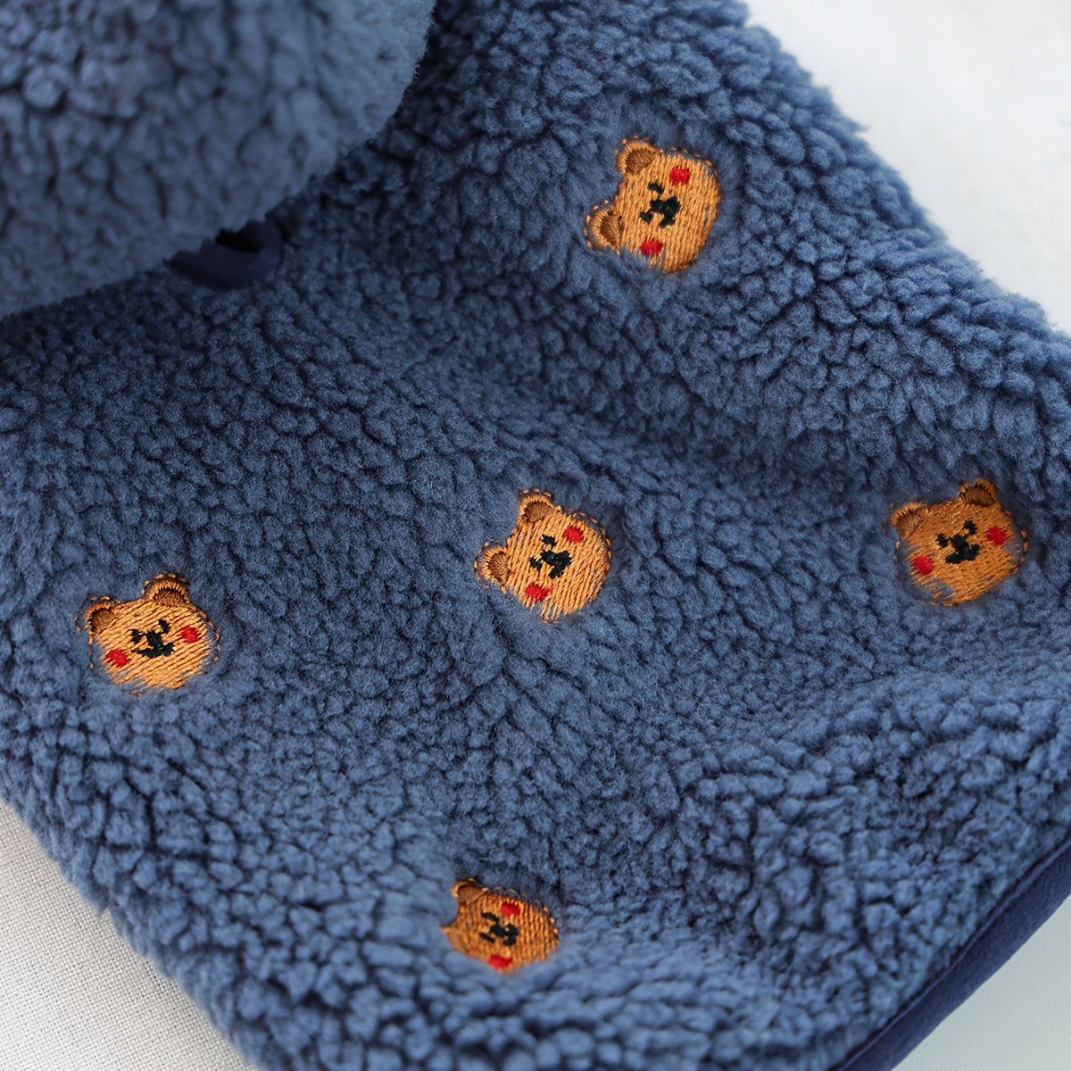 Soft Knitted Puppy Sweater with Fluffy Pom-Pom Hat - Winter Warm Dog Coat for Small Breeds, Snap Button & Zipper Closure, Cozy Blue Floral Design, Durable & Comfortable for Pomeranian, Chihuahua, Shih Tzu - Ideal for Photosho