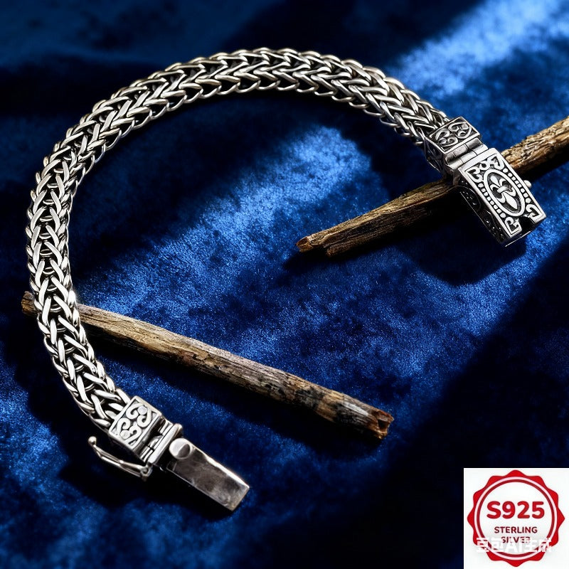 S925 Silver 's Bracelet Bracelet, Hand-woven Design, Punk Style Fashion Bracelet, Silver Bracelet, 's Birthday Gift Jewelry, Father's Day Gift, Boyfriend Gift, Birthday Gift, Perfect Gift for Boys, Perfect for Daily Wear, for
