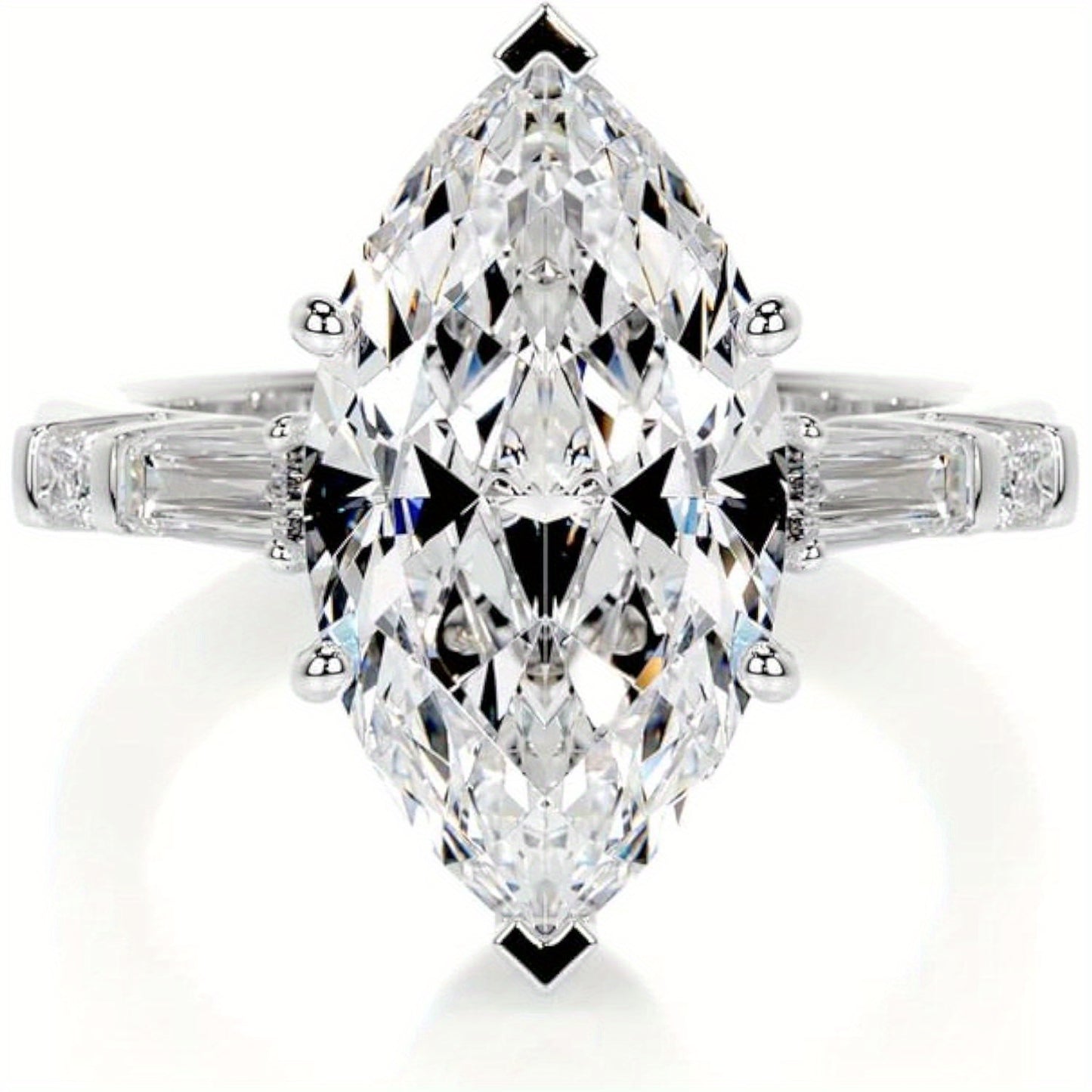 1pc 4.3ct Olive cut Moissante engagement ring Women'S Silvery Moissante Ring Daily life Marriage marriage gifts