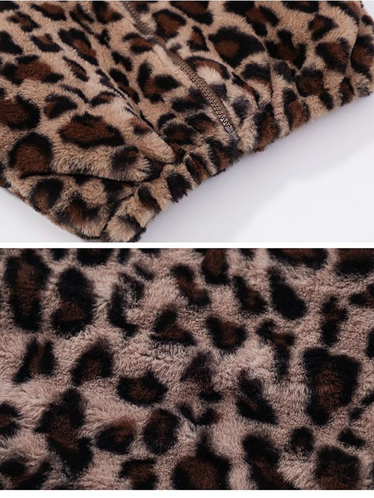 Girls' Leopard Print Hooded Winter Coat with Plush Collar & Pockets - Thickened Warm Fleece Jacket, Cute & Stylish Outerwear for Cold Weather, Soft Lining, Easy-Care (Regular Fit) - Ideal for School & Playdates (Ages 4-12), P