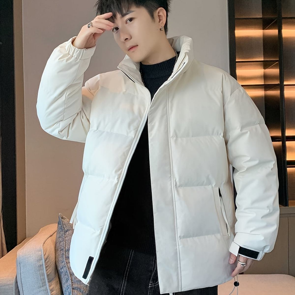 2025 Winter Duck Down Jacket - Heavyweight Insulated Unisex Coat with Stand Collar & Full-Zip Closure, Super Loose Fit, Pink/ Color Options, Duck Down Filling for Cold Weather, Casual & Formal Outerwear (Men'S & Women's) - Id