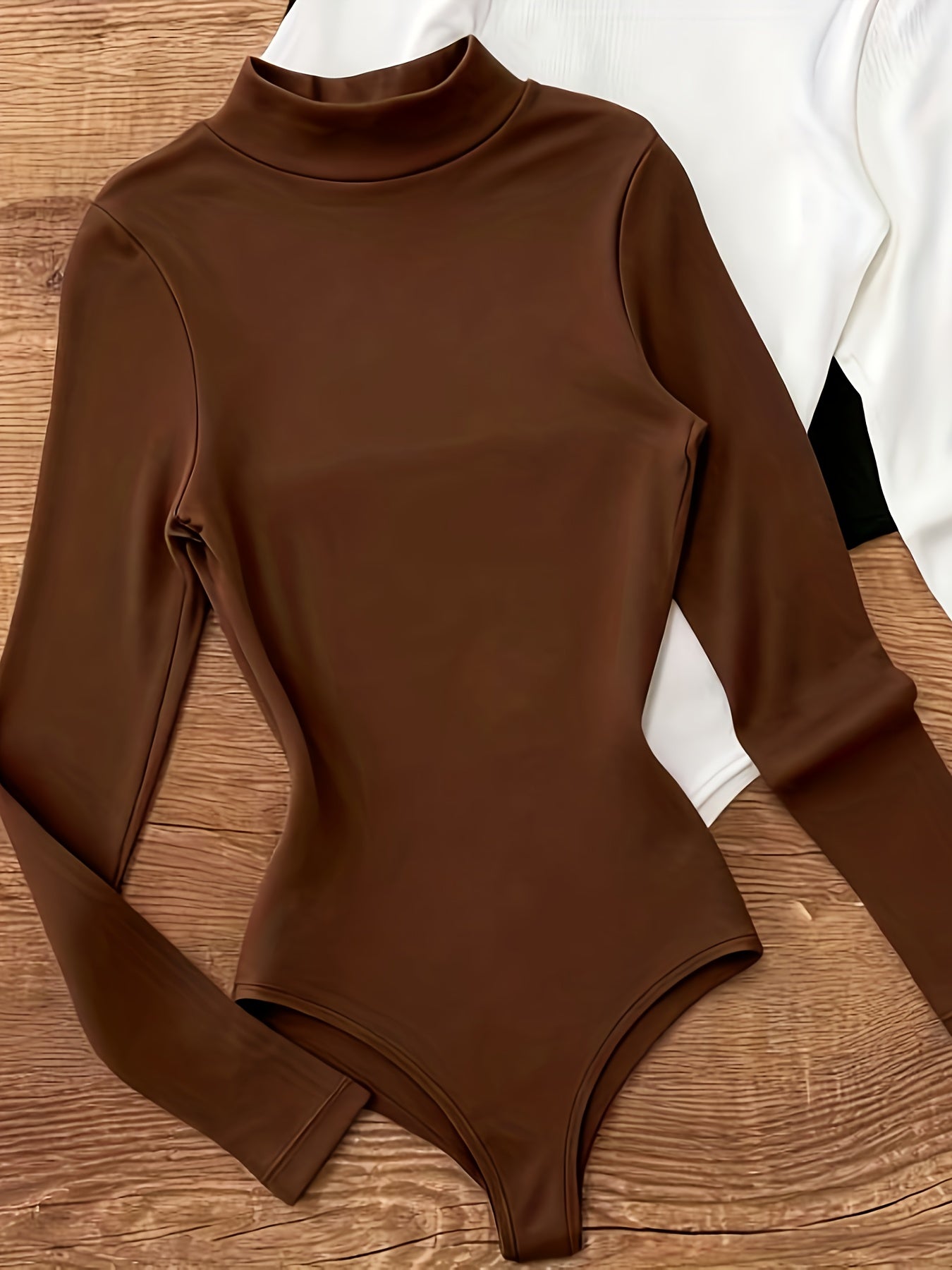 3pcs Women's High Neck Bodysuit - Shaping Underwear & Outerwear, Semi-Sheer Layering Piece, Machine Washable Winter Base Layer, Solid Color Elastic Suit (3pcs for layering or standalone) - Autumn/Winter new collection ZLLZ