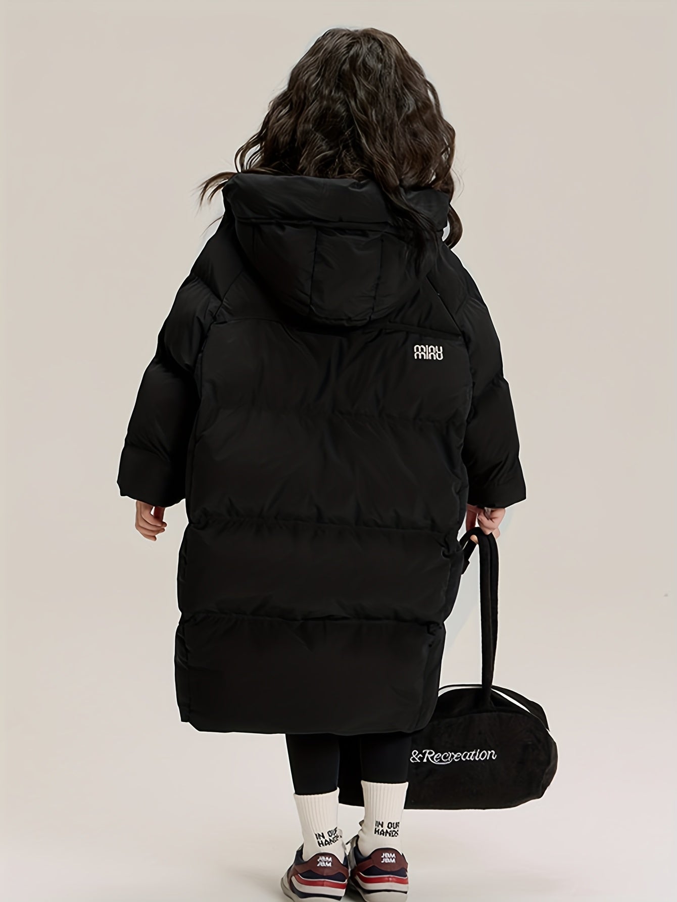 Girls' & Kids' Thickened Fluffy -Filled Hooded Winter Coat - Long Warm Jacket with Single Zipper Closure, Windproof & Pockets, Unisex Casual Outerwear for Skiing, Outdoor & Daily Wear, Easy On/Off (No Elastic Fabric), Skiing