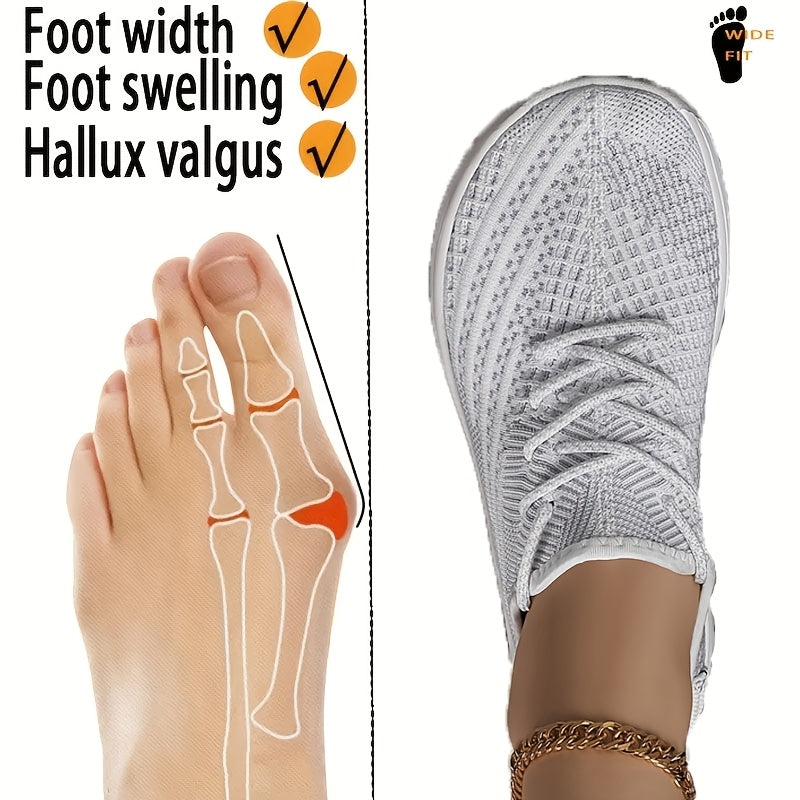 Women's Wide-Width Sneakers / Fashion Lace-Up / Casual for Wide Feet and Swollen Feet / Women Shoes Flat