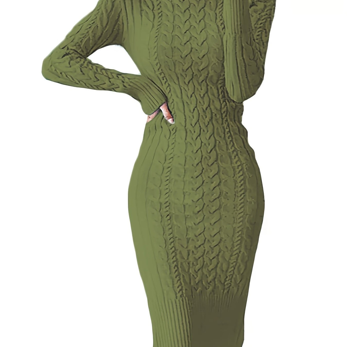 Womens Fashion Long Sleeve Turtleneck Sweater Dresses Knitted Bodycon Midi Sheath Jumper Dresses