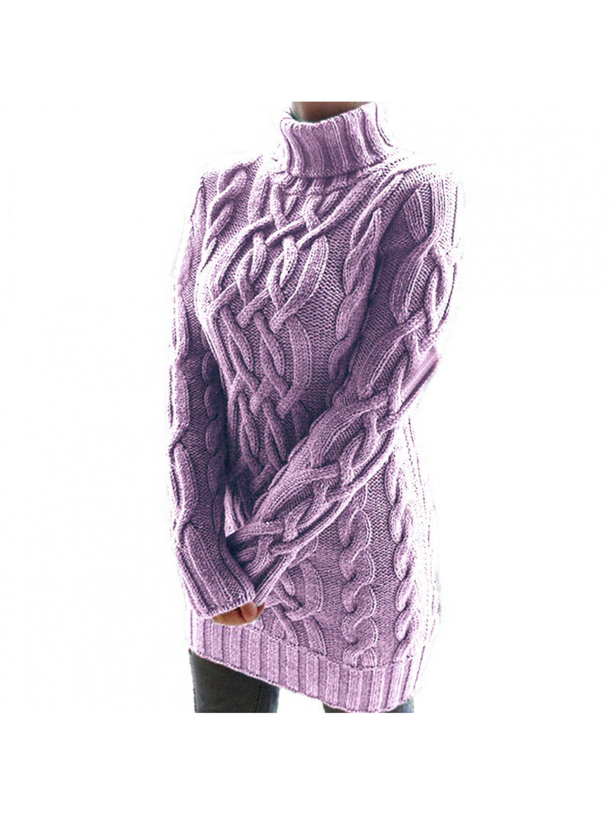 Women'S Retro Thickened Sweater - European & American Style Double Collar Pencil Dress, Solid Color Winter Warmth, Elegant Office & Semi-Formal Attire, Durable Thick Yarn Construction, Comfortable Casual to Professional Outfi