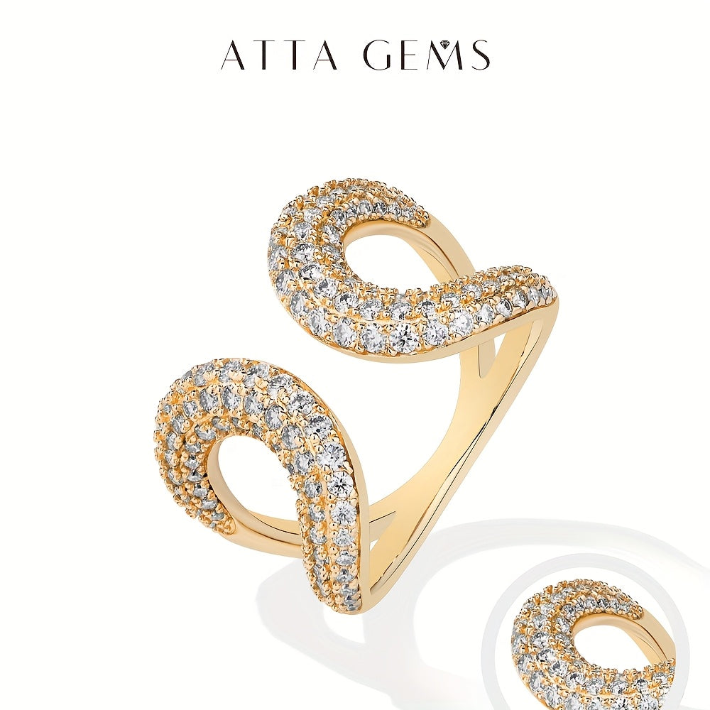 A Stunning S925 Silver Double C Open Ring Made of Moissanite, Fashionable And Elegant, Perfect Gift for a Girlfriend Or Wife.