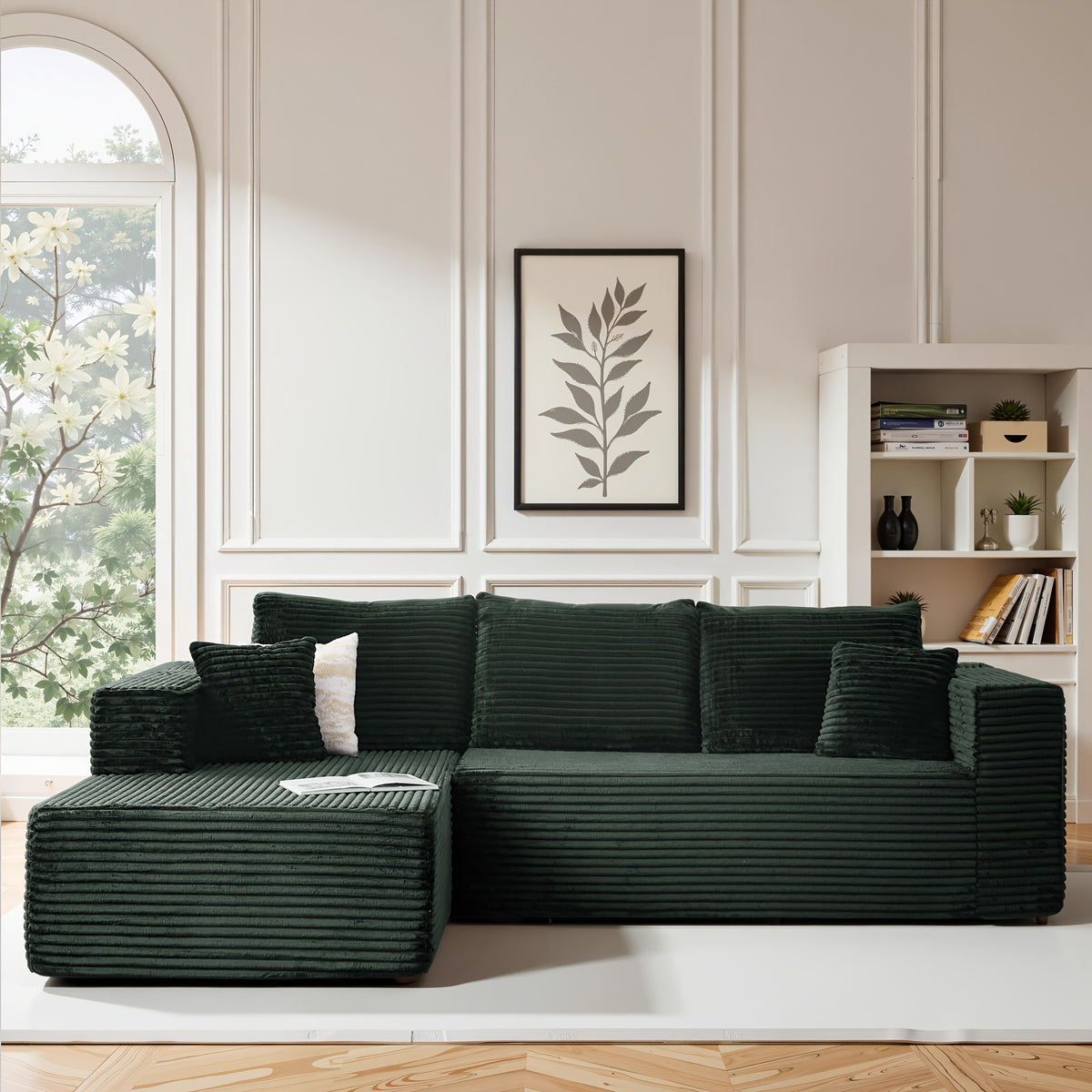 108" Cloud Sectional Couch with L-Shape Chaise, Modern Modular Sofa with Deep Seat, Upholstered Couches for Living Room Bedroom, No Assembly Required