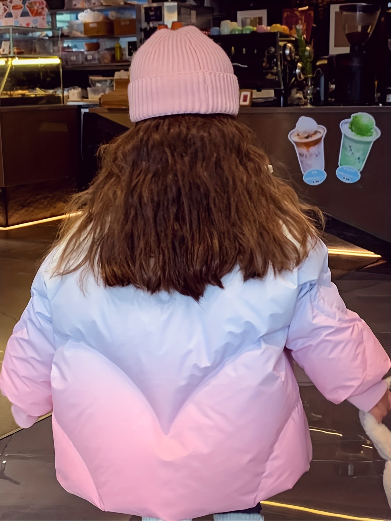 Girls' Short Jacket - Winter Thickened Coat with Full-Zip Closure, High Collar & Pockets | Warm Insulation, Cute & Elegant Loose Fit | PinkPurple | Casual & Outdoor Wear | Easy On/Off for Everyday Cold Weather | 'uterwear, Ja