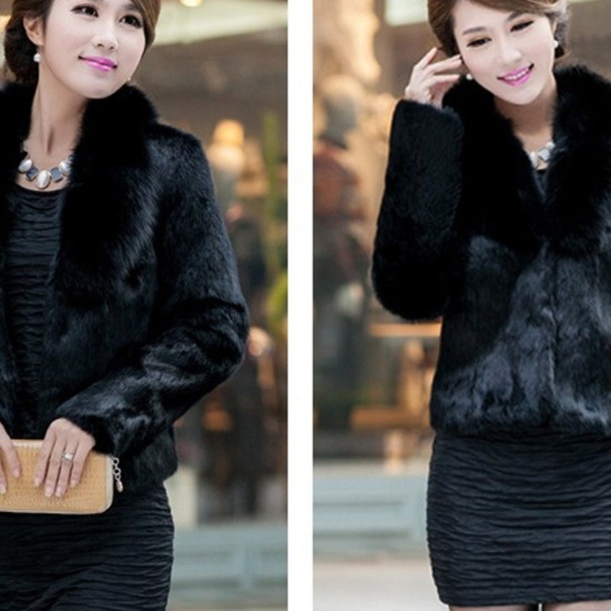 HERTALK Fur Fashion Women'S Clothing, Korean Style Faux Fur Coat, Short Fur Fox Fur Coat
