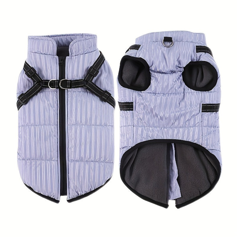 Waterproof Dog Jacket with Adjustable Harness-like Straps & Zipper Closure - Thick Warm Winter Coat for Small to Medium Dogs, Machine Washable Pet Vest with Piping & Buckle Closure, PinkPurple/ Colors, Durable Soft Fabric for