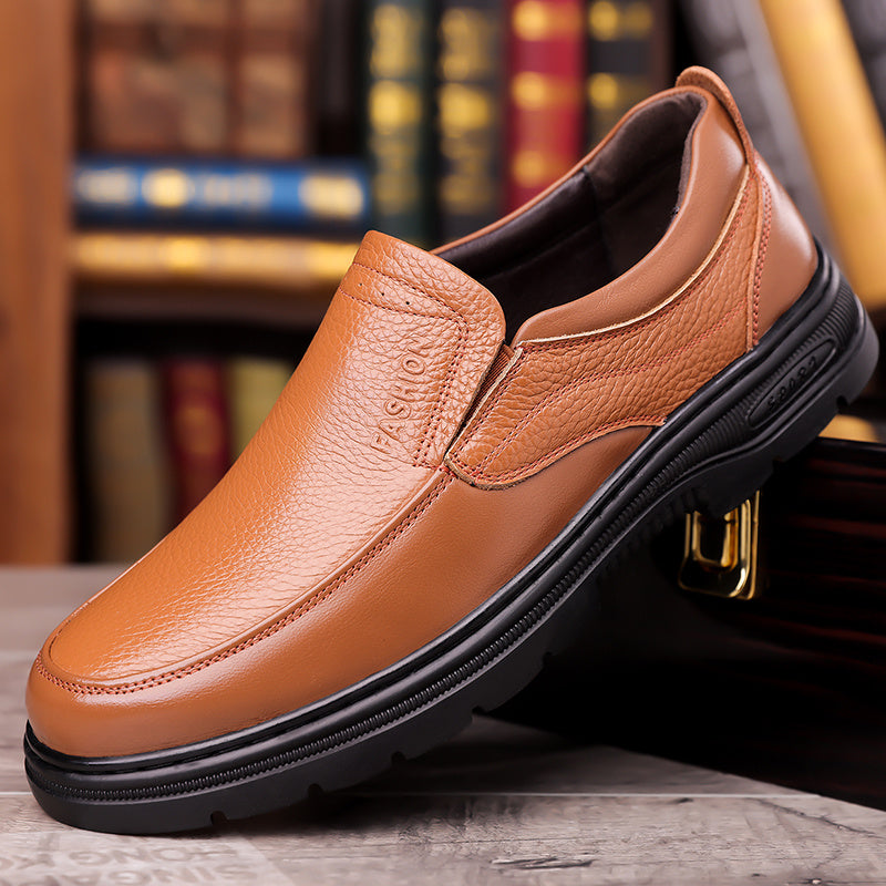 Low-key Luxury Men's High-end Business Casual Shoes, Formal Shoes, Loafers. Available in Solid Color Upper Slip-on Design with Lining Flat Shoes. Thick Sole, Wear-resistant, Non-slip, Durable. Available in 7 Sizes. Versatile