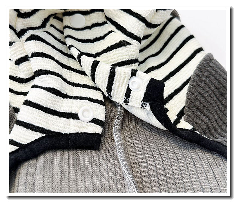 Small Breed Dog & Cat Winter Warm Corduroy-Like Jacket with Collar & Adjustable Buckle Belt - Pomeranian, Chihuahua, Shih Tzu Coat | Cozy Pet Clothes for Xmas, Cold Weather (Grey, Easy On/Off)