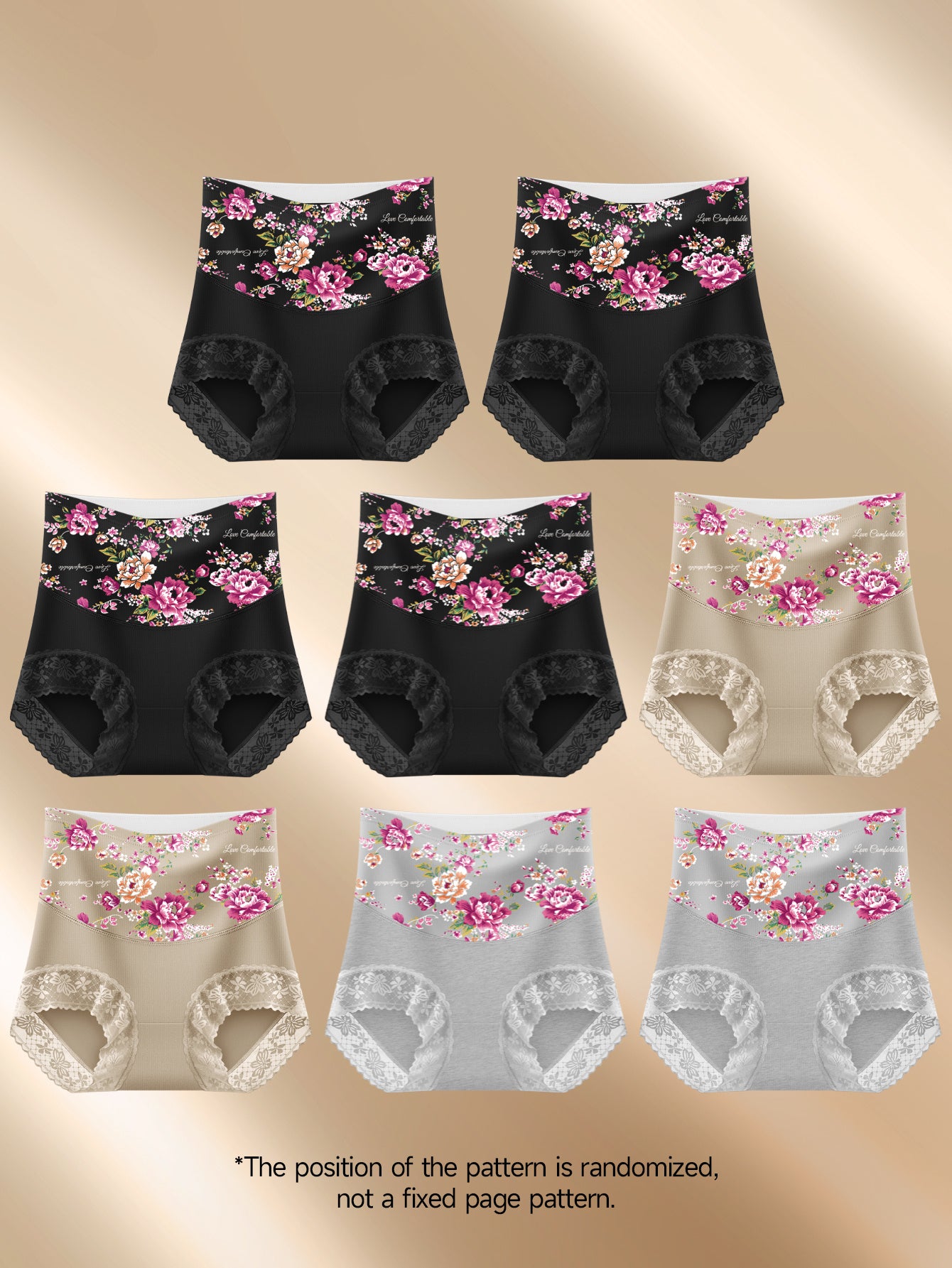 8pcs of Women'S High-Waisted Shaping Boxer Briefs Featuring a Stylish And Elegant Floral Print, Skin-Friendly, Breathable, And Form-Fitting.