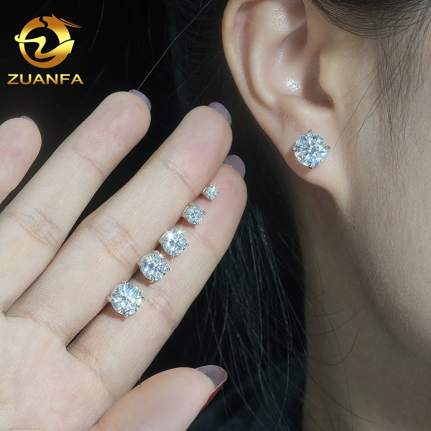 1 Pair Of New Men's And Women's Hip Hop Earrings 925 Silver Inlaid Bird's Nest Cut Moissan, Suitable For Anniversary Christmas Gift Birthday Party Thanksgiving Holiday Celebration Vacation Best Gift
