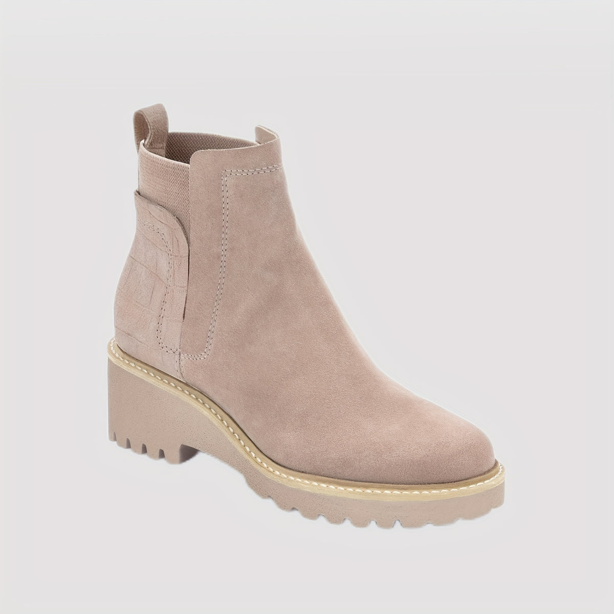 Women's Chunky Heel Boots - Ankle High, Non-Slip Cover Cover Combat Booties with Round Toe & Elastic Side Panels for All-Season Casual Wear
