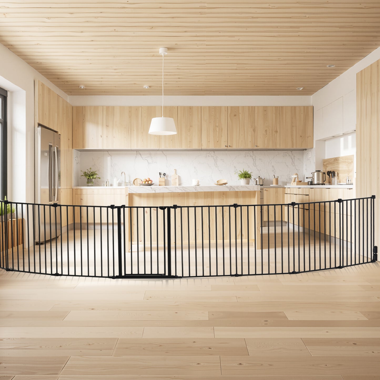 VEVOR Gate 192 Inch Extra Wide 28 Inch High 8-Panel Foldable Dog Gate White/Black