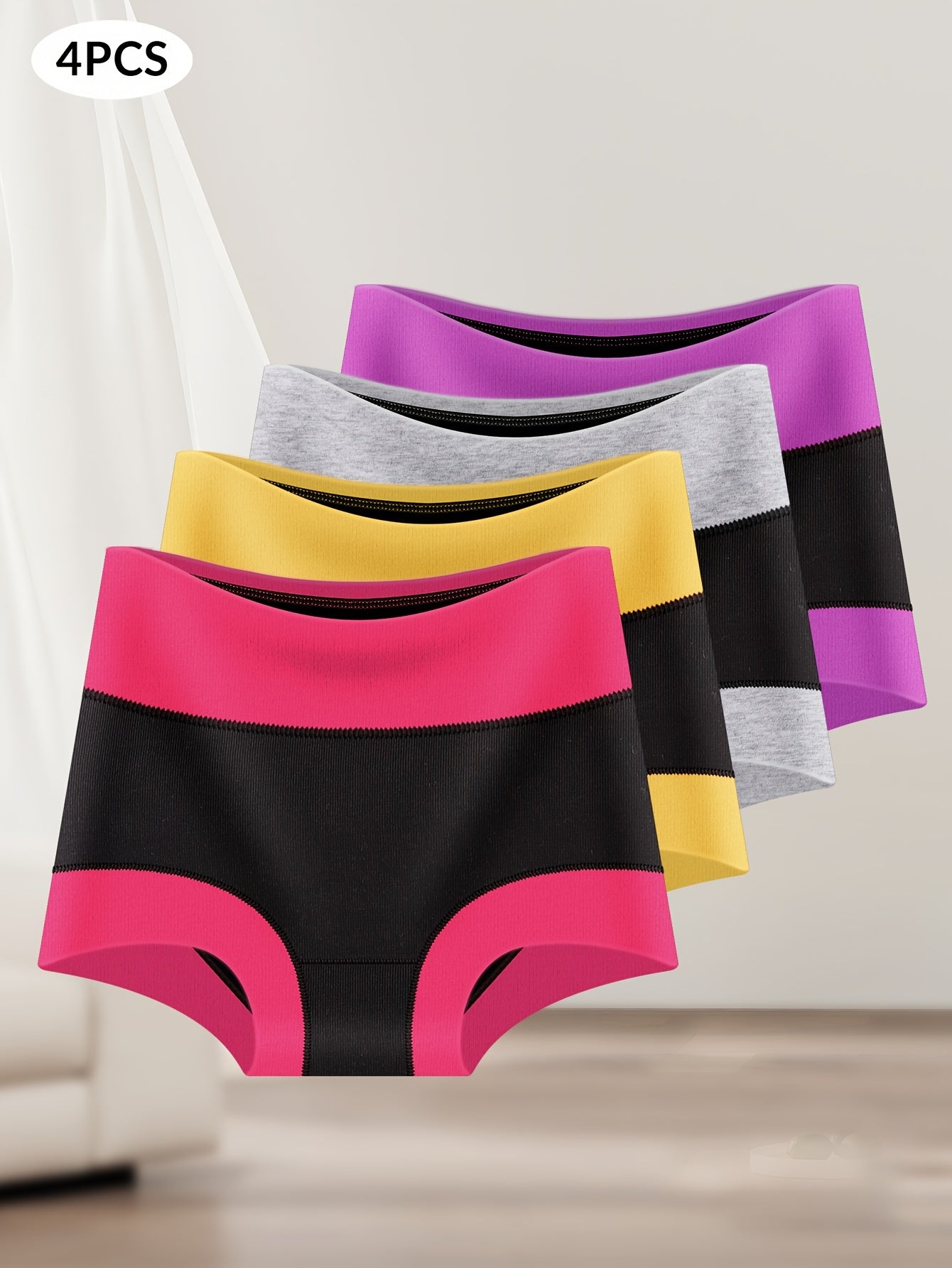8-Pack Women's High-Waisted Boxer Briefs in 8 Vibrant Colors - Soft & Stretchy Blended Fabric Underwear with Tummy Control, Contrasting Edges, 95% Elastic Fiber, 180 Grams Per Square Meter Breathable Fabric for Everyday Comfo