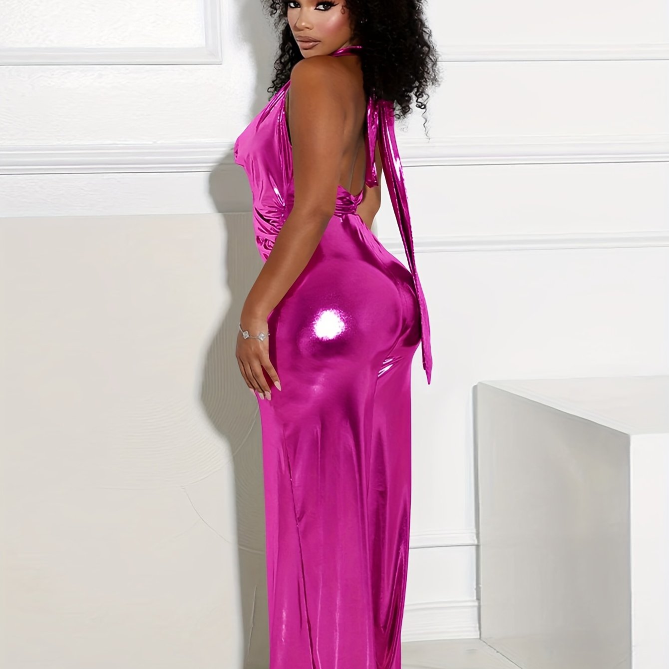 Fashion Women'S Clothing, Sequined Jumpsuit Neck Sleeveless Pleats