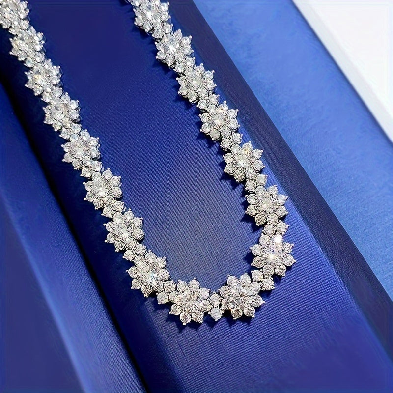 1pc Exquisite 4 carat Moissanite Sunflower Necklace S925 Sterling Silver - exquisite Bohemian design, gift for mom, her, birthday, wedding, anniversary, engagement, graduation - white, elegant, timeless