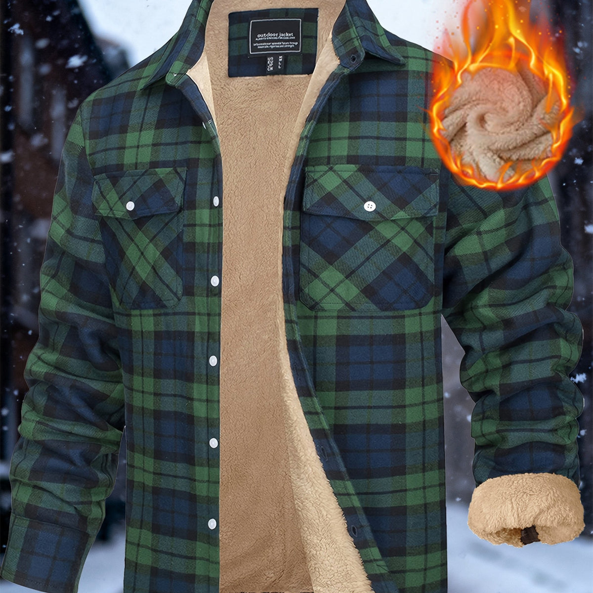 Men'S Winter Flannel Plaid Jacket Fleece Lining Long Sleeve Jacket Thermal Thick Jacket Fashion Stripe Pattern Classic Jacket, Fabric Warm And Soft, Comfortable To Wear Winter Jacket Perfect For Casual Wear College Travel Par