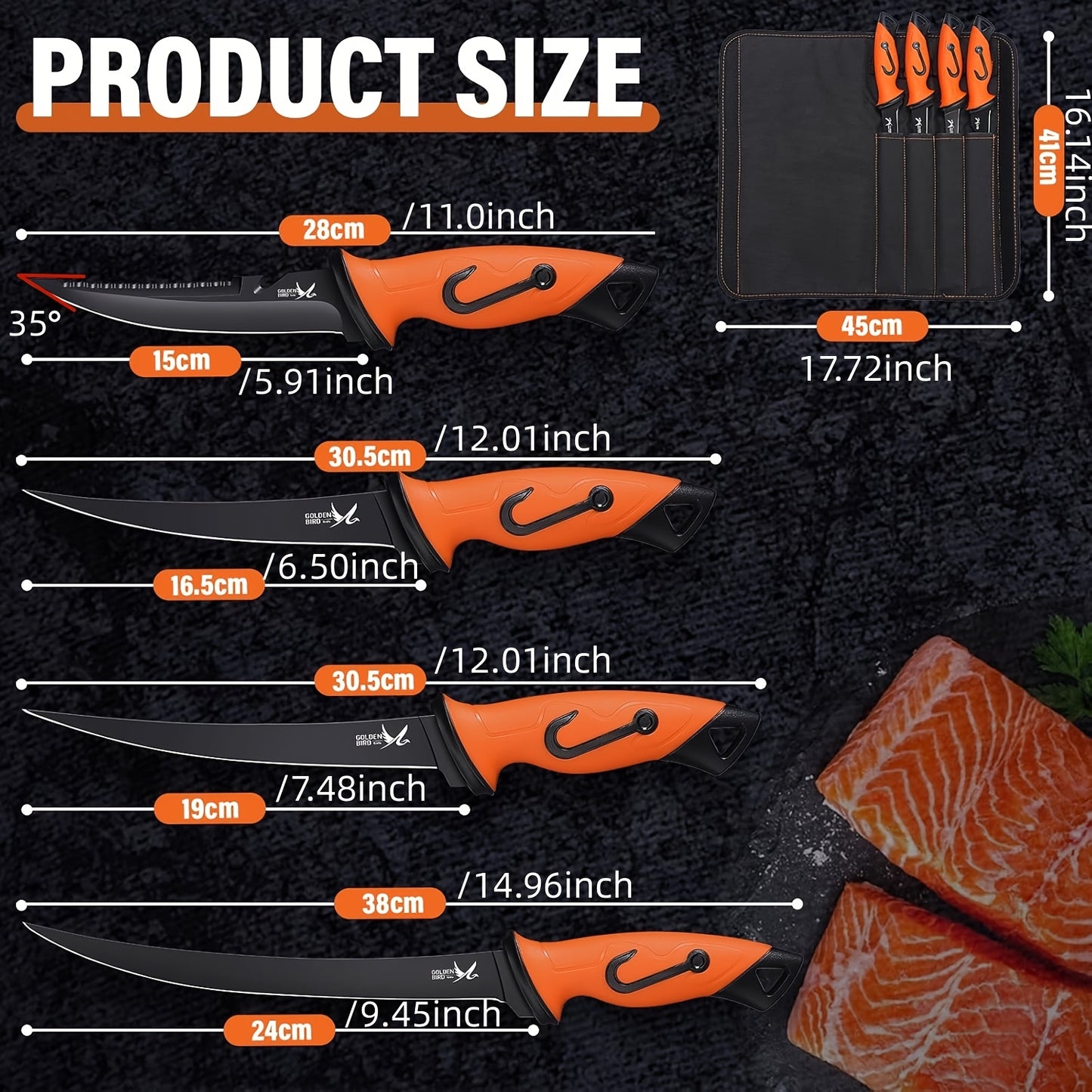 Filleting Knife Set - 4pcs Fishing Knife 5Cr15Mov Knife And Bait Knife With Protective Sheath, Sharp Blade For Meat Cutting, Non-Slip Handles Trimming Knife With Storage Bag Ideal As Mens Gifts