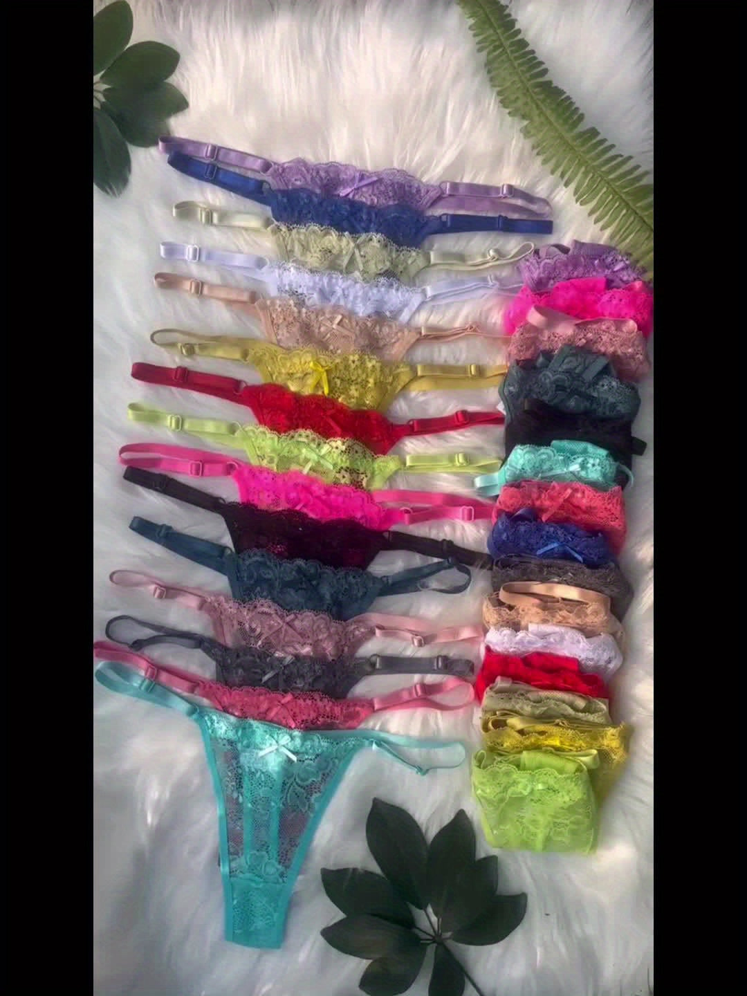 30 Pcs/Pack Ladies Transparent Lace Sexy Thongs V-Strings Panties Women G-string Bikini Comfy Breathable Intimates Nightwear Women's Lingerie & Underwear (15 Color Random)