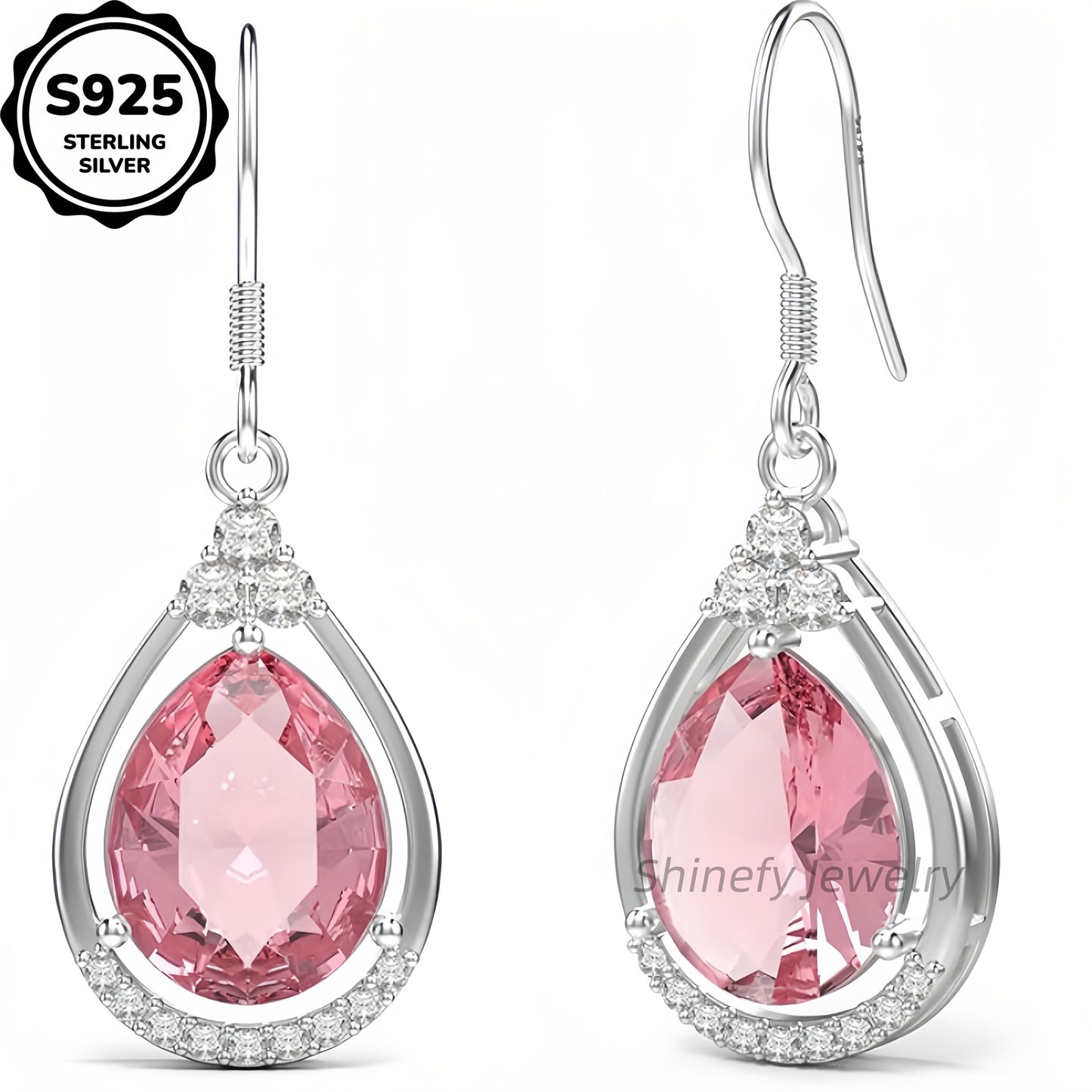 925 Sterling Silvery Teardrop Moissanit Drop Dangle Earrings for Women Pear Cut VVSD Moissanit Dangle Earrings Hypoallergenic Jewelry, Wedding, Carnival, Thanksgiving, Christmas, Birthday Send Lovers Send Family Send Friends