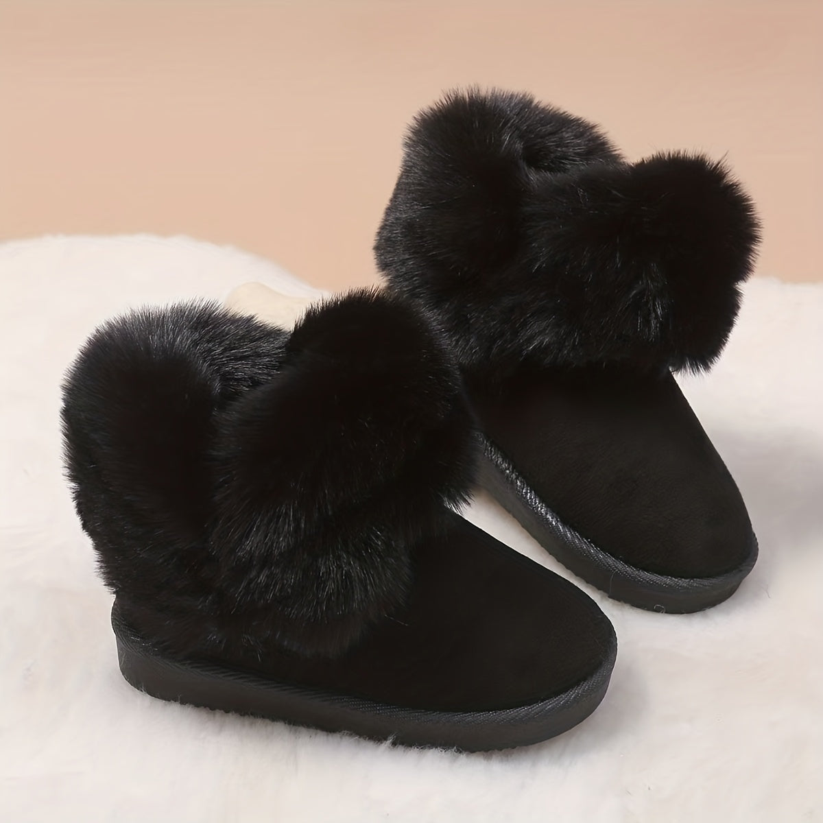 Cozy Fleece-Lined Winter Boots for Girls - Slip-On Mid-Calf Snow Boots with Plush Lining, Warm TPU Sole & Fabric Upper, Casual Style for Outdoor Adventures & Daily Wear, Thick, Winter Boots For Children, Winter Boots For Chil