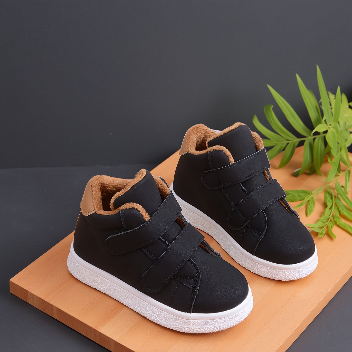 Boys & Girls Winter & Autumn Shoes - Soft TPR Sole, Warm Round Toe Mid-Top Sneakers with Closure, Brown/ - Non-Slip Traction for School, Hiking, Everyday - Easy-Clean Fabric Upper & TPR Outsole - Ideal for Cold Weather Play &