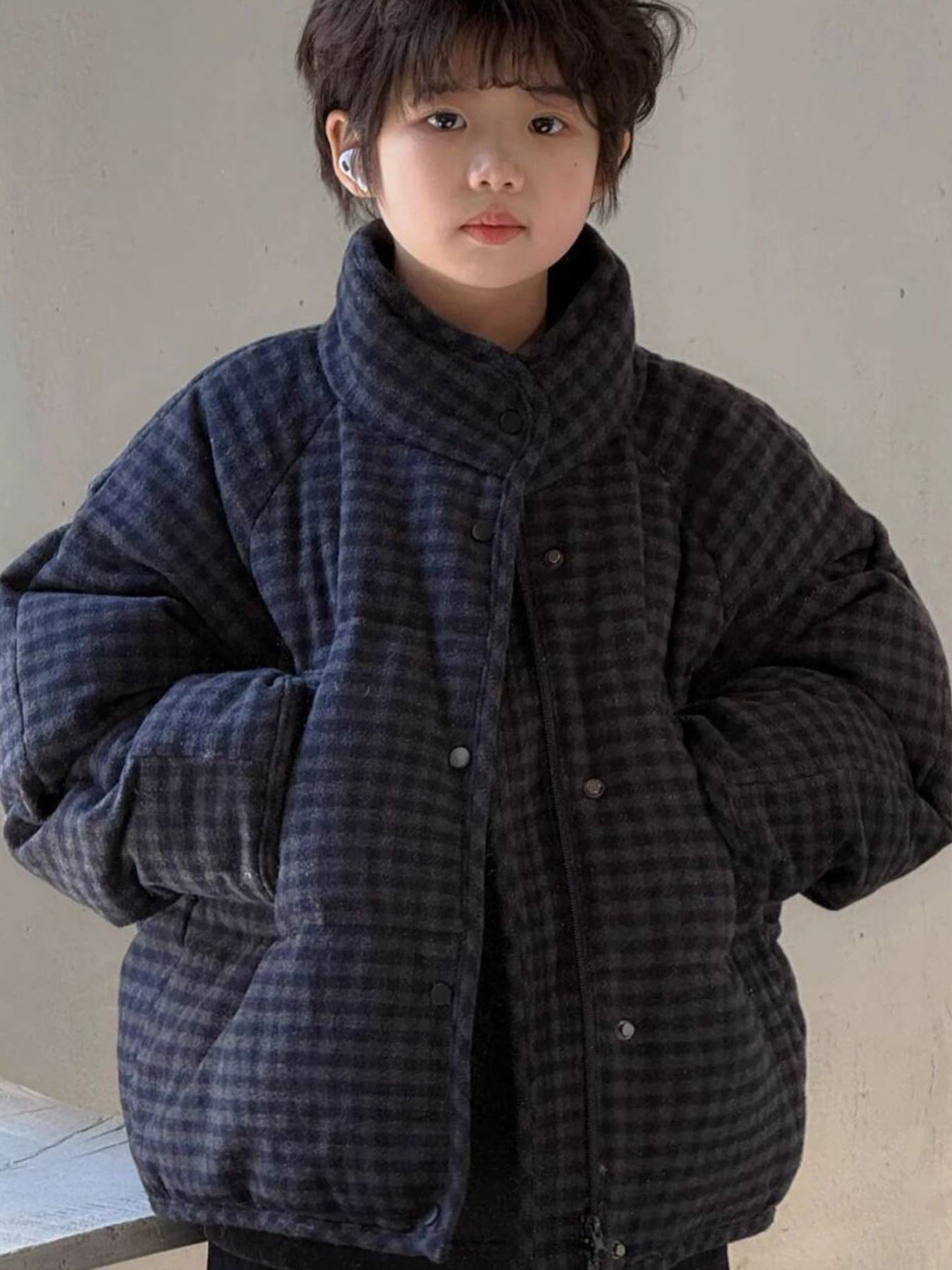 ' Korean-Style Winter Jacket Thick Warm & Coat with Collar & Padded - Soft Outer & Cotton Lining for School, Play, Outdoor - Unisex Cold-Weather Outerwear (Hand Washable)