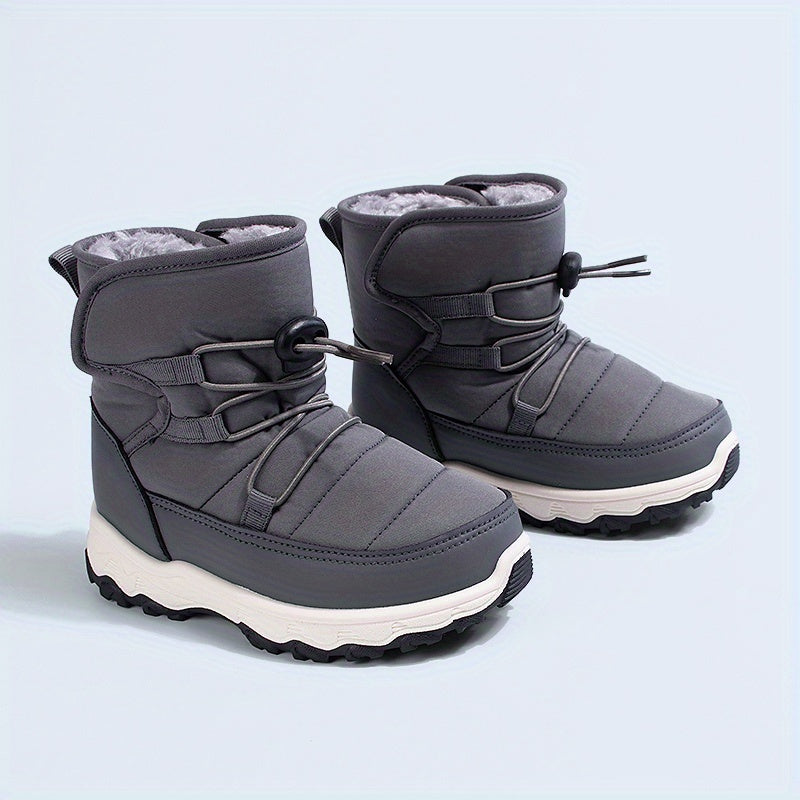 EDUBA Kids' Boys & Girls Winter Snow Boots Short with Thick TPR Sole & - Warm Warm Short Boots for Boys & Girls, Snow Traction, Easy Hook-and-Loop Closure, for outdoor,, Playground ( to Teen) - Durable Winter Footwear