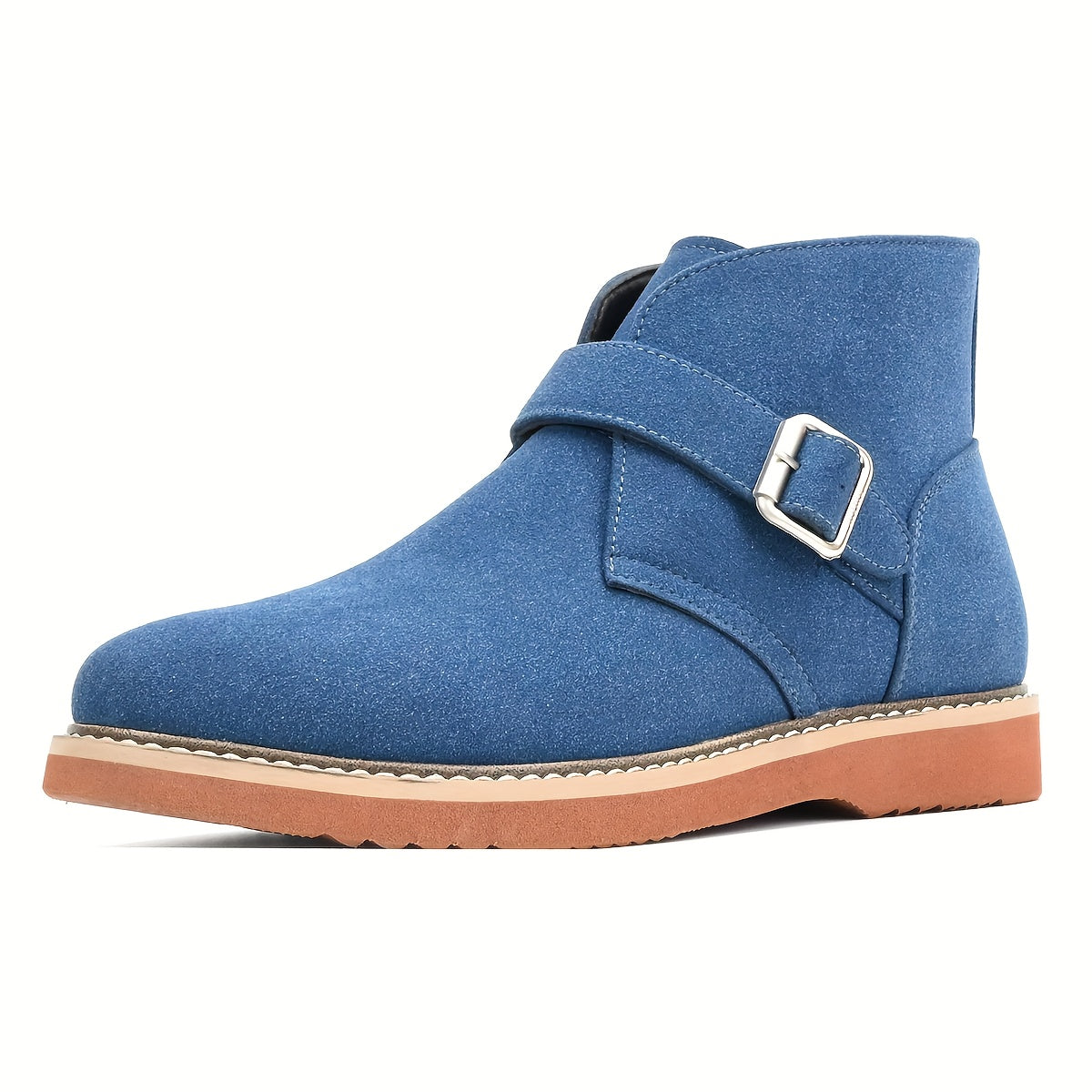 Men'S Red Faux Cover Chukka Hiking Boots with Buckle Closure - Ankle-High Round Toe, Arch Support & Cushioned Insole, All-Season Outdoor & Casual Boots, Durable Rubber Sole for Urban Streetwear, Daily Wear & Light Trekking -