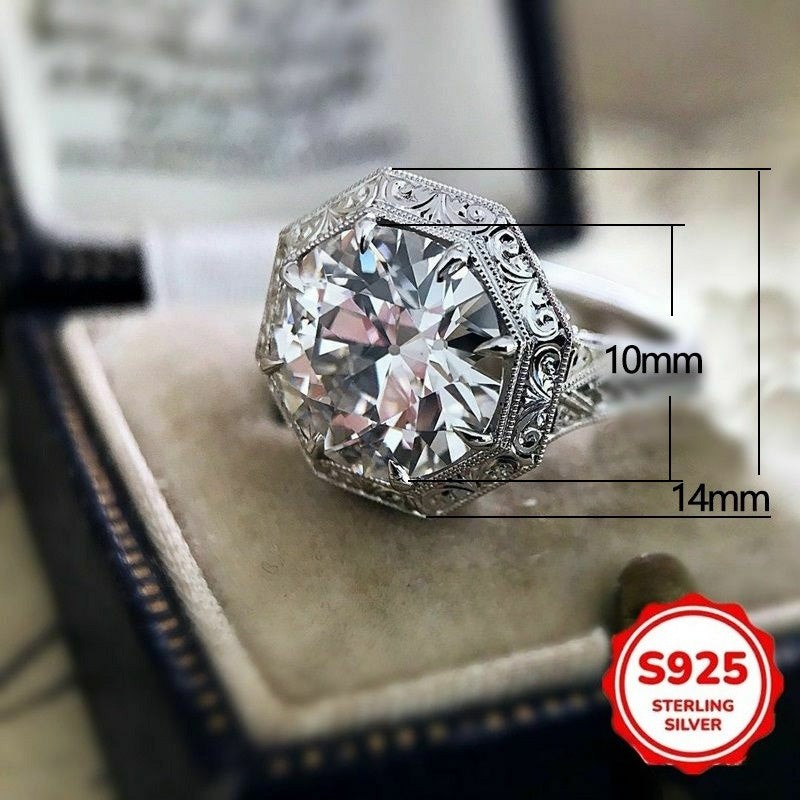 Fashionable and creative wide face 925 sterling 925 silver plated 3A Zirconia ring, unique and exquisite wedding anniversary exchange gift, for Teenager