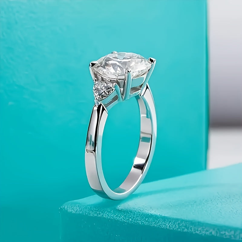 1pc S925 Sterling Silver Moissanite Solitaire Ring, Simple Style, Ideal For Weddings, Engagements, Anniversaries, Birthdays, Fashion Parties, Daily & Special Occasions, Perfect Gift For Father's DayDaily Festival Anniversary