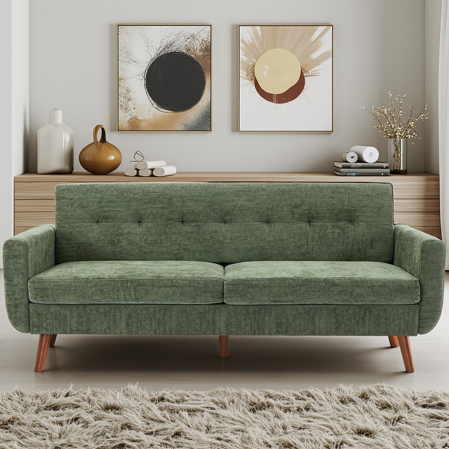 Mid Century Modern Loveseat, Button Tufted Accent Sofa, Small Couch for Living Room, Office & Small Spaces, A Top Choice for Christmas Gifts.