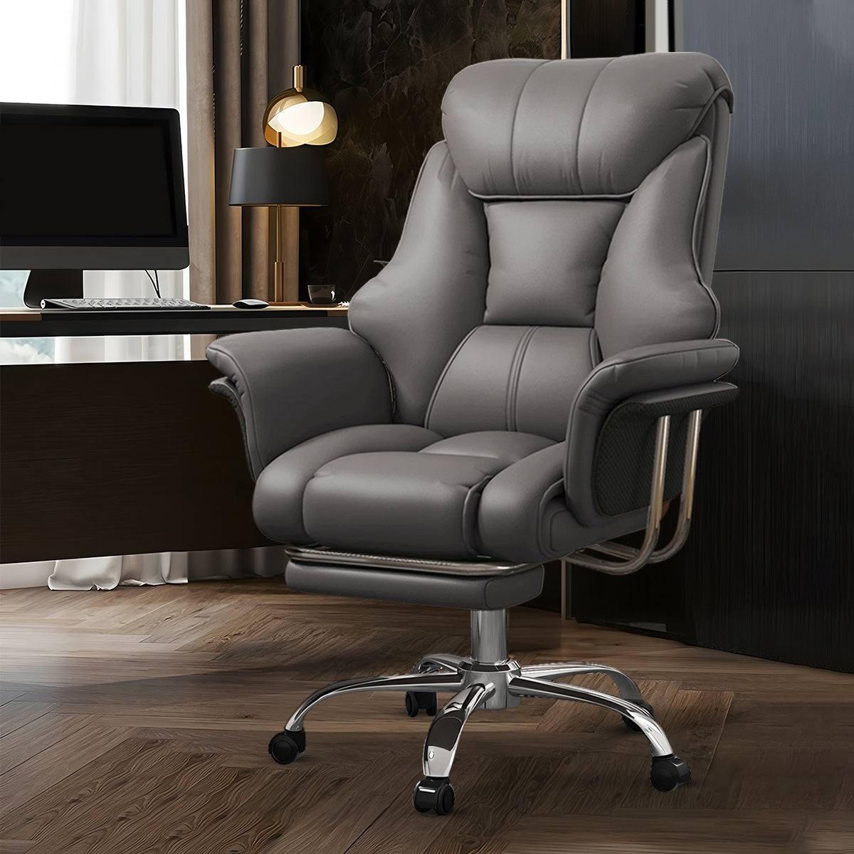 Big And Tall Office Chair 400lbs Wide Seat, High Back Executive Office Chair with Foot Rest, Ergonomic Chairs Lumbar Support