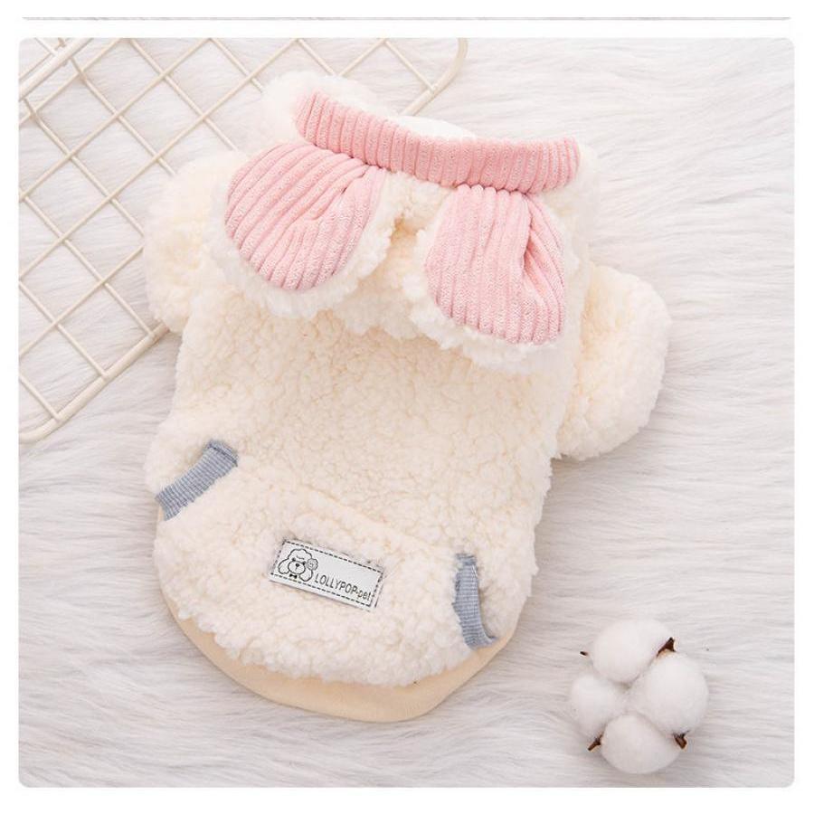 Cozy Pet Hoodie for Small Dogs & Cats - Soft Knit Pullover with Cute Ear Flaps, Light Blue & Pink, Adjustable Straps, Perfect for Winter Warmth, Dog Winter Coat, Playful Pet Design, Comfortable Petwear