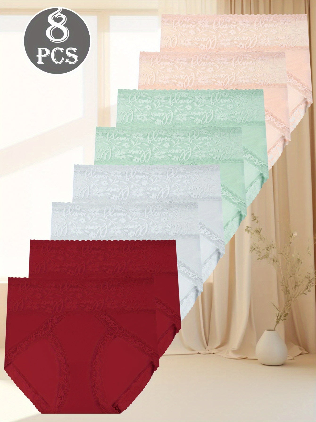 8pcs QUASTI Women'S High Waist Tummy Control Underwear - Seamless Butt Lifting & Body Shaping, Soft Breathable Comfort Fit, Mid-Rise Lace Trim, Multi-Color Options for Everyday Casual Wear, Everyday Underwear | Seamless Under