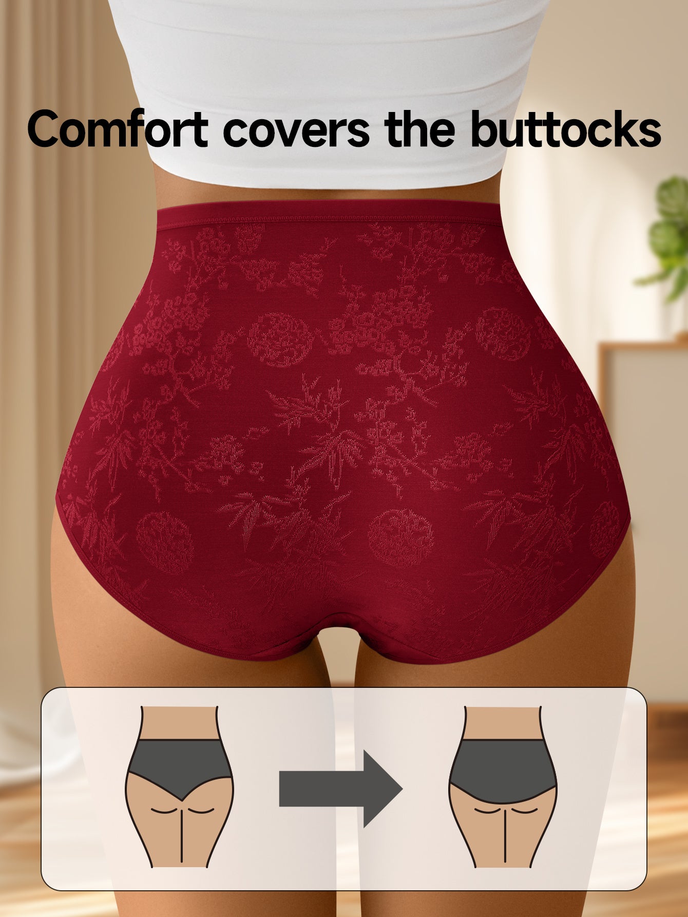 8pcs Women'S High-Waisted Jacquard Triangle Underwear with a High Waist Design. The Style Is Highly Form-Fitting And Closely Adheres to The Body'S Curves, Providing a Comfortable And Non-Restrictive Feeling. It Is Suitable fo