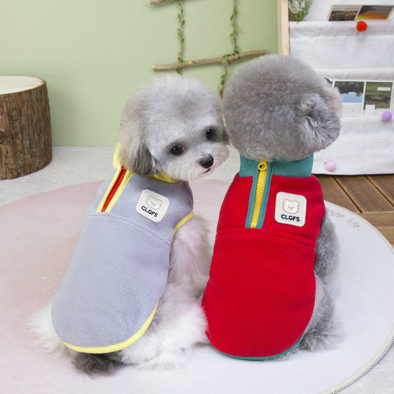 Winter Warm Fleece Dog & Coat Jacket - Small/Medium/X-Small Pets (Chihuahuas, Pomeranians, Shih Tzus) with Zipper Closure, Soft -Like Filling, Chest & Back Measurement Chart - Cozy Fleece Vest for Teddy Cats & Small Dogs