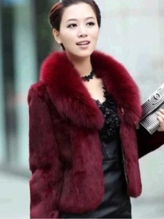 HERTALK Fur Fashion Women'S Clothing, Korean Style Faux Fur Coat, Short Fur Fox Fur Coat