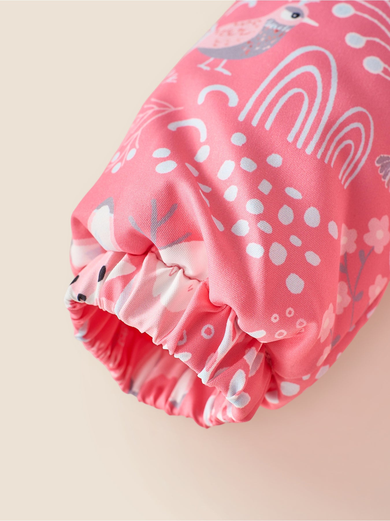 Girls' Pink Snowsuit with Hood, Full-Print Animal and Plant Patterns, Adorable Ear Design, Front Zipper, Fitted Waist, Cute Side Pockets, Cuffed Sleeves and Legs, Warm and Windproof for Cold Weather Outdoor Play, Winter Snow