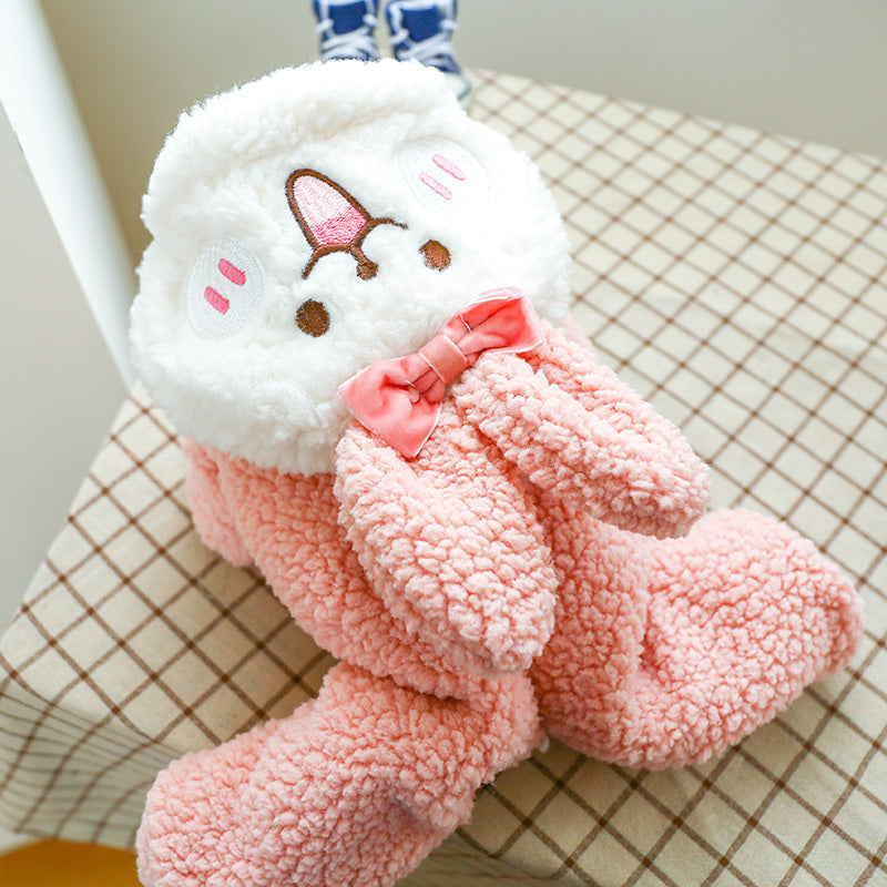 Pink Bunny Dog Coat with - Warm Winter Jacket for Small & Medium Dogs, Easy Button Closure Four-Legged Jumpsuit, Cozy Pet Sweater for Pomeranian, Chihuahua, Shih Tzu & Poodle Breeds (Autumn & Cold Weather)