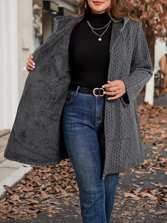 [Winter Coat Elegant] Women's Winter Coat - Elegant Long Sleeve Jacket with Zipper Closure, Non-Stretch Fabric, Mid-Length Cold Weather Outerwear for Everyday & Formal Events - Easy-Care, Winter Jacket, Formal Event Attire, S