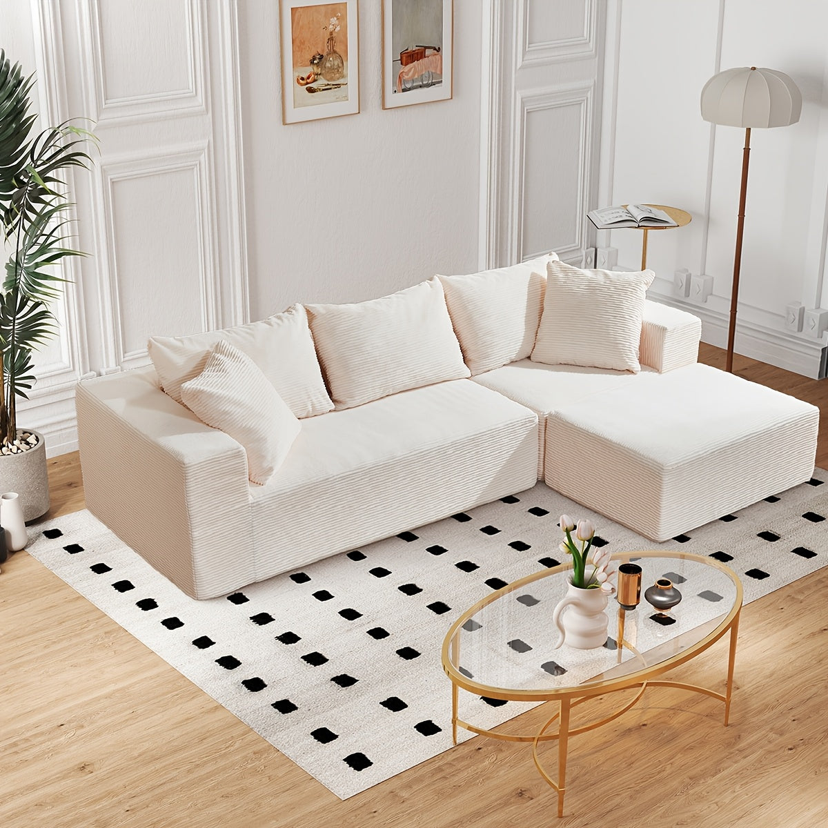 108.1 Inch L-Shaped Cloud Couch Modular Sofa - 2pcs Plush Floor Sofa for Living Room, Bedroom & Game Room | Separatable for Flexible Seating | No Assembly Required | Charcoal Grey, Light Grey, Orange, White, Black