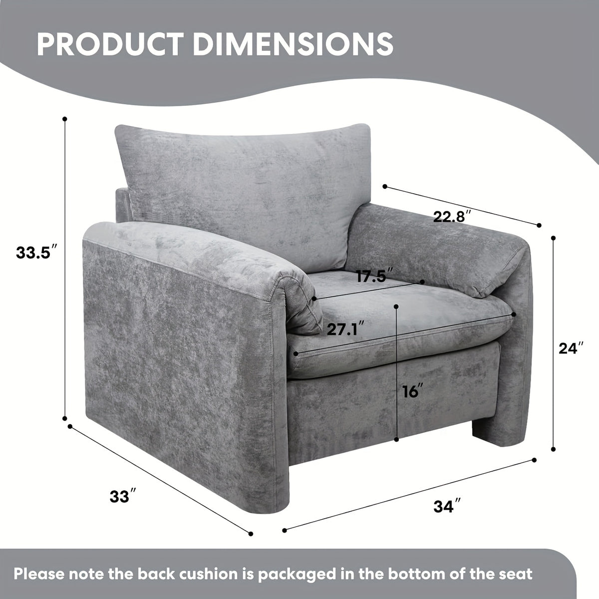 1pc/2pcs - Modern Upholstered Armchair & Removable Cushion, Oversized Accent Chair with Pillows, Leisure Comfy Single Sofa Chair for Indoor, Living Room, Bedroom, Home, Office - Space-Saving Design, Sofa Chair for Living Room