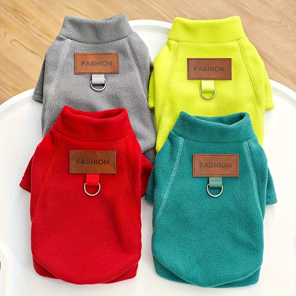 4pcs Set Winter Warm Pet Clothes for Dogs & Cats - Soft Velvet Cozy Sweaters with Snap Closure, Multi-Color Options (Grey, Neon Green, Red, Blue, Black, White, Yellow, Turquoise) - Hand Wash Only, Ideal for Small to Medium Br