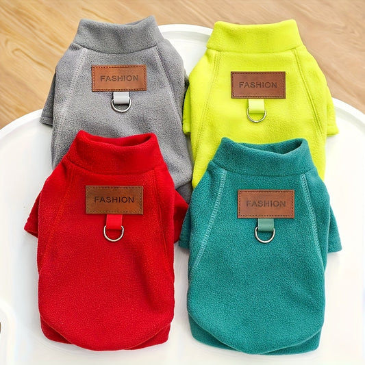 4pcs Set Winter Warm Pet Clothes for Dogs & Cats - Soft Velvet Cozy Sweaters with Snap Closure, Multi-Color Options (Grey, Neon Green, Red, Blue, Black, White, Yellow, Turquoise) - Hand Wash Only, Ideal for Small to Medium Br